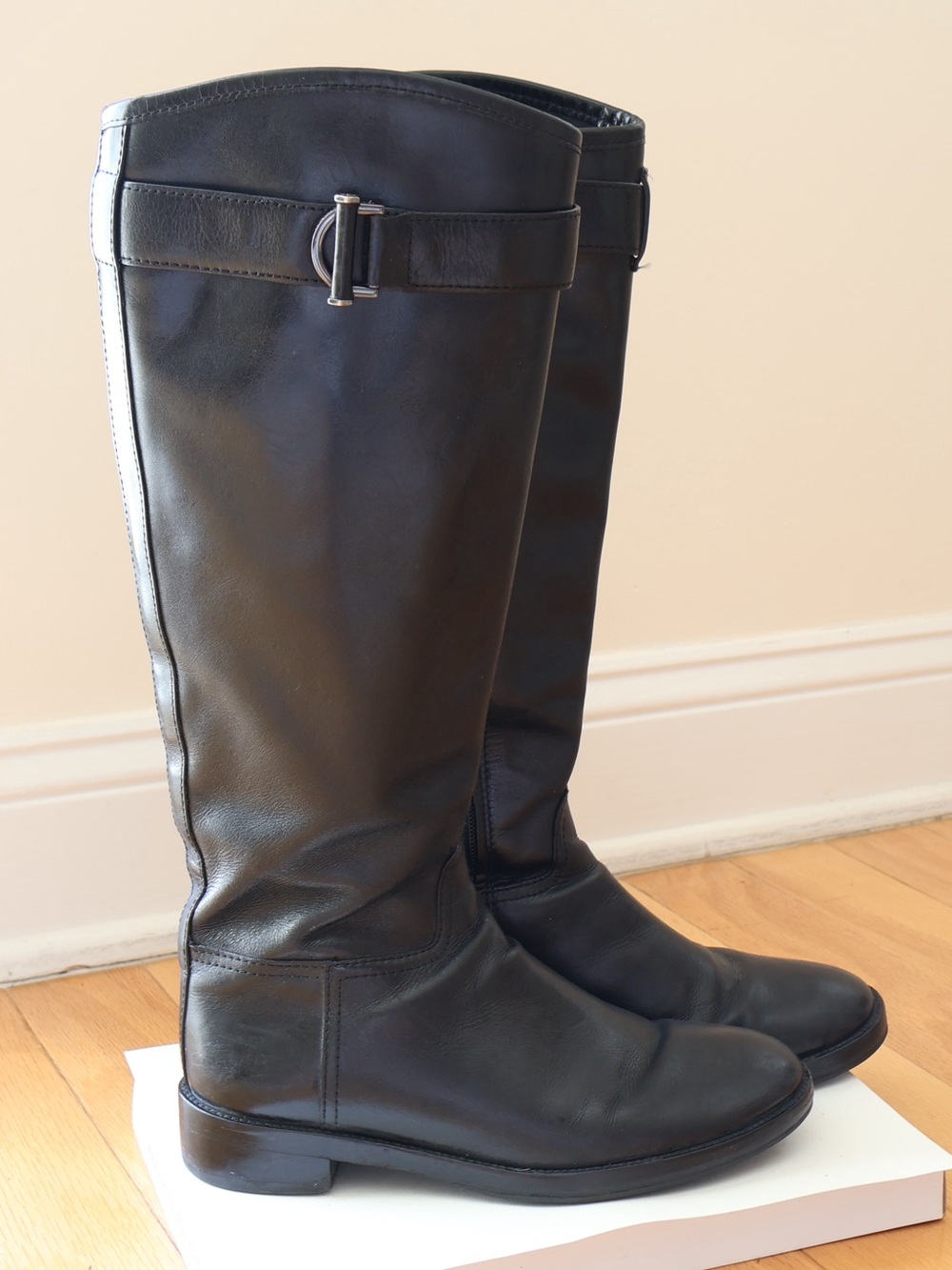 Tory Burch Grace Black Leather Knee High Riding Boots Women’s Size 8 Old Money
